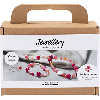 Mini Craft Kit Jewellery, Necklace and bracelet, pink