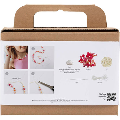 Mini Craft Kit Jewellery, Necklace and bracelet, pink