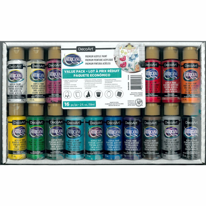 DecoArt Americana Brights Acrylic Paint x16 - Value Pack