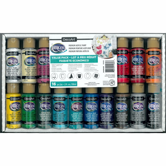 DecoArt Americana Brights Acrylic Paint x16 - Value Pack