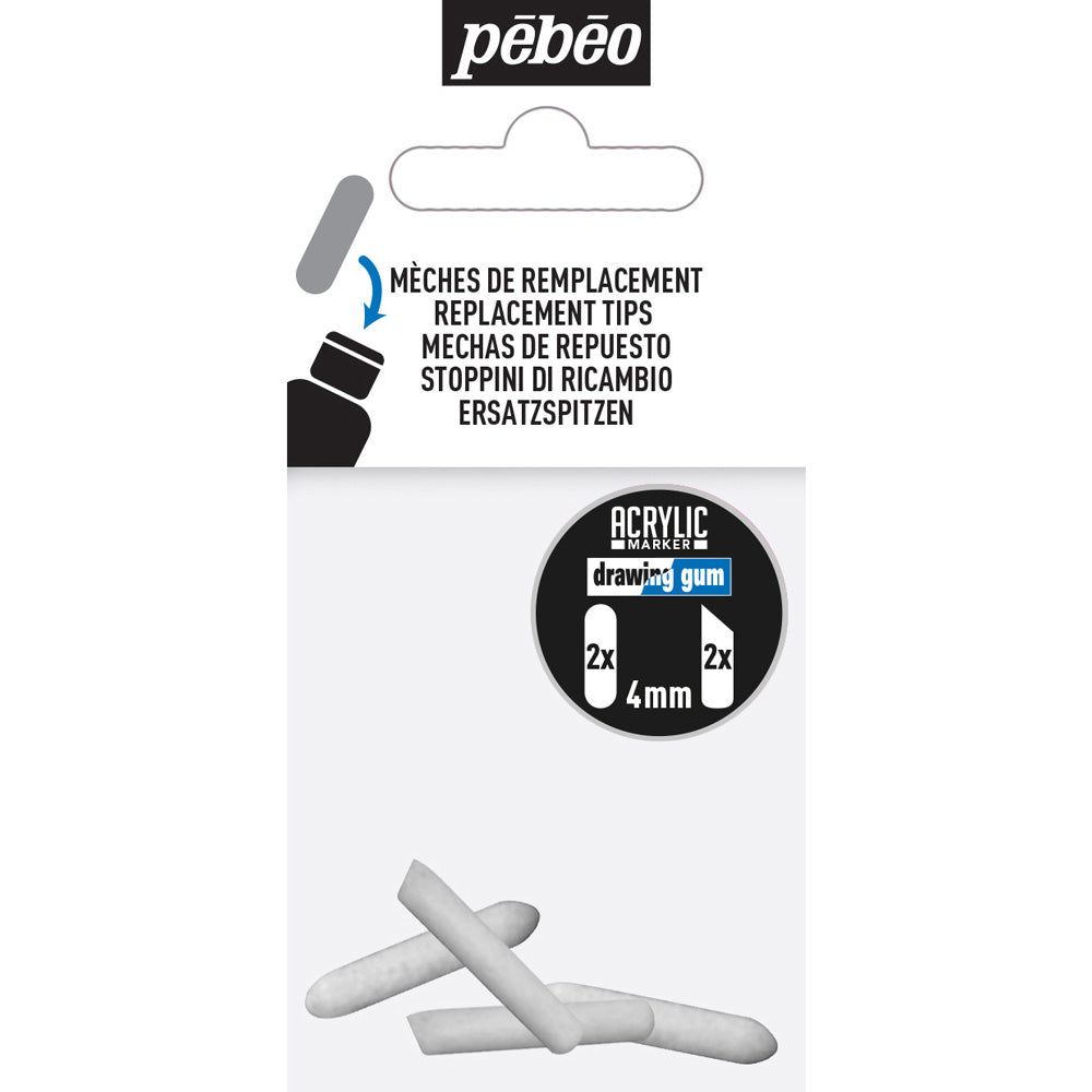 Pebeo Set Of 4 Nibs 4mm 2 Round + 2 Angular