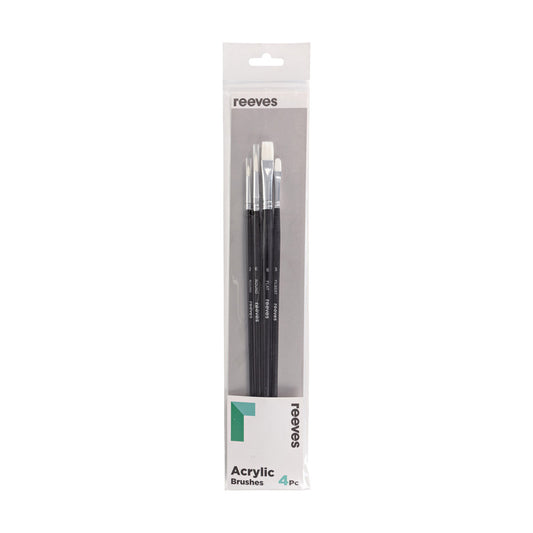 Reeves Acrylic Long Handle 4 Brush Pack