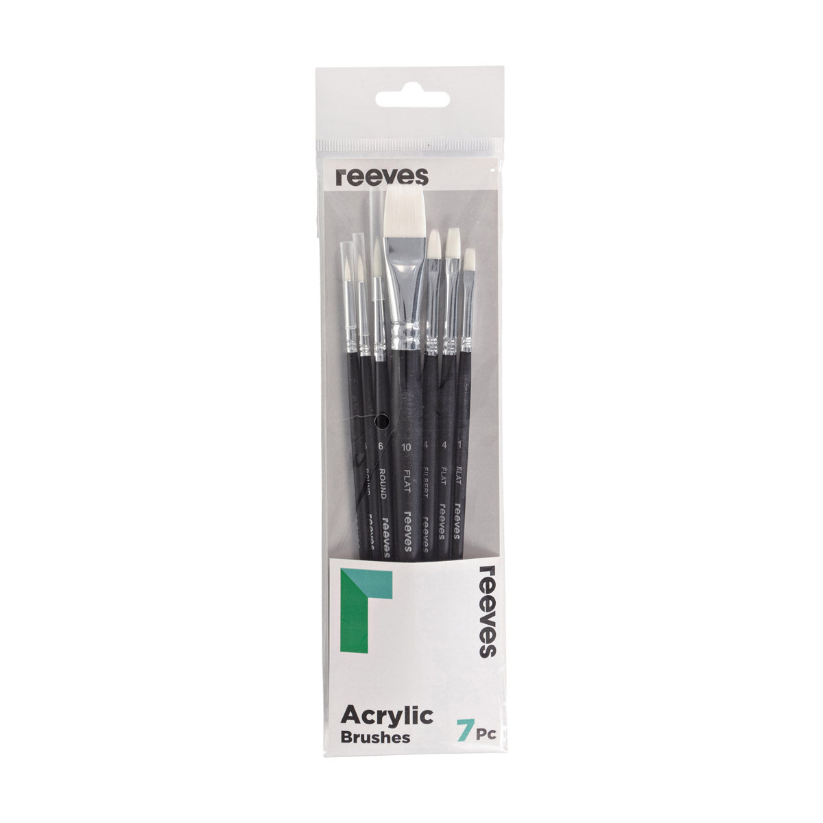 Reeves Acrylic Short Handle  7 Brush Pack