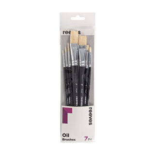 Reeves Oil Brush Short Handle 7 Brush Pack