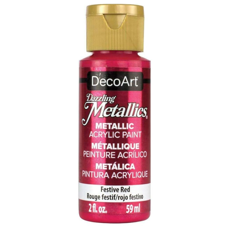 DecoArt Dazzling Metallics Acrylic Paint - Festive Red 2oz