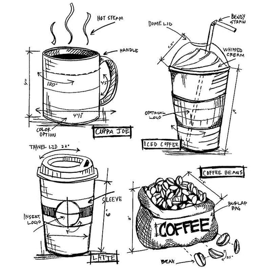 Tim Holtz - Fresh Brewed Blueprint- Stamp