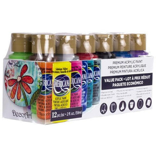 DecoArt Americana Acrylic Paint x12 - Core Colours Value Pack