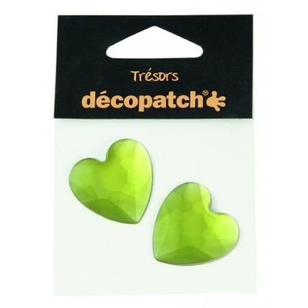 Pack of 2 hearts, 3cm  Green