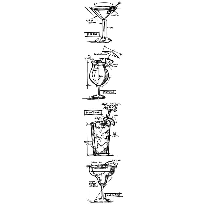 Tim Holtz - COCKTAILS BLUEPRINT STRIP- Stamp