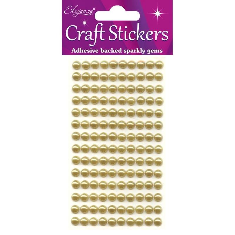 4mm Pearls Gold Craft Stickers No.35 - 240 pieces
