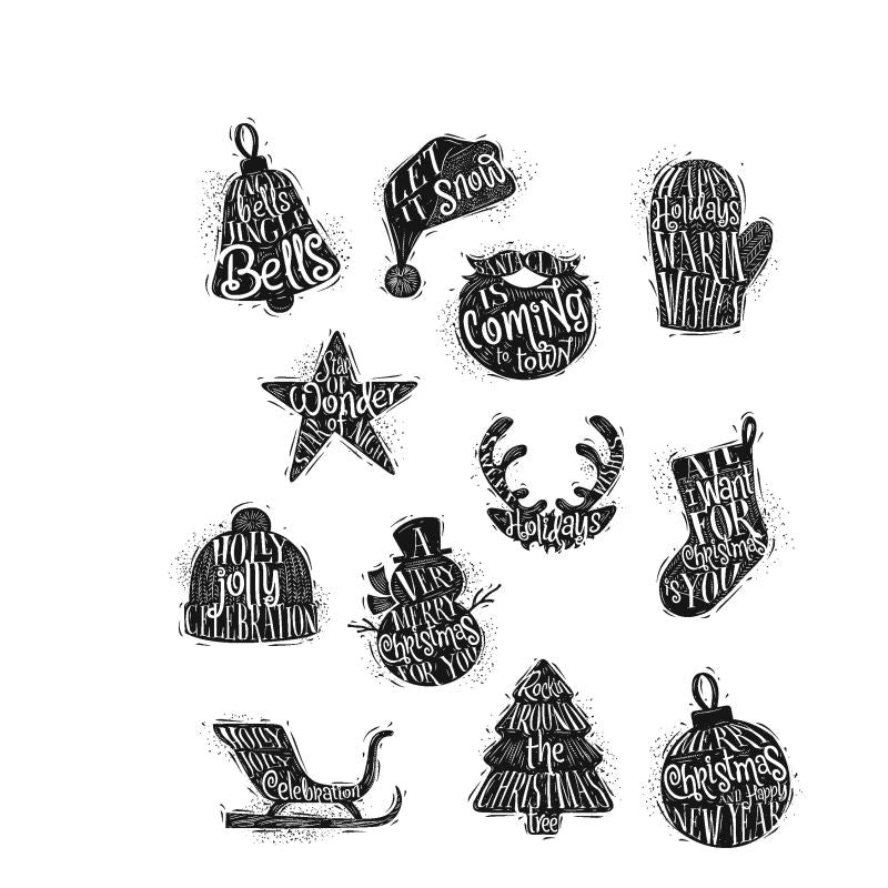 Tim Holtz - Mini Carved Christmas Cling Stamps