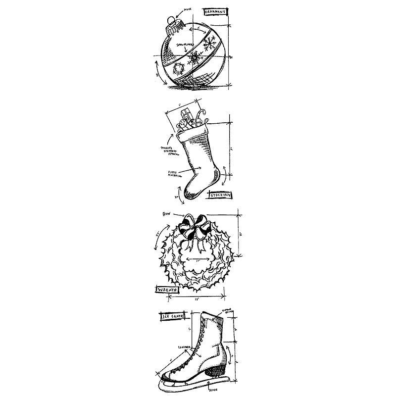 Tim Holtz - Christmas 2 Mini Blueprints Cling Stamps