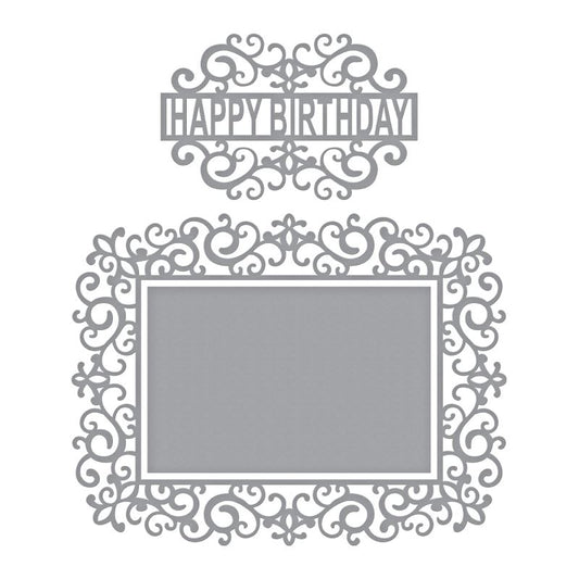 Swirl happy birthday frame