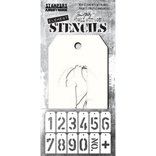Tim Holtz - FREIGHT, ELEMENT STENCILS (12 EA.)