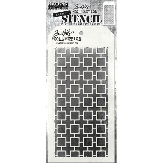 Tim Holtz - LINKED SQUARES, LAYERED STENCIL