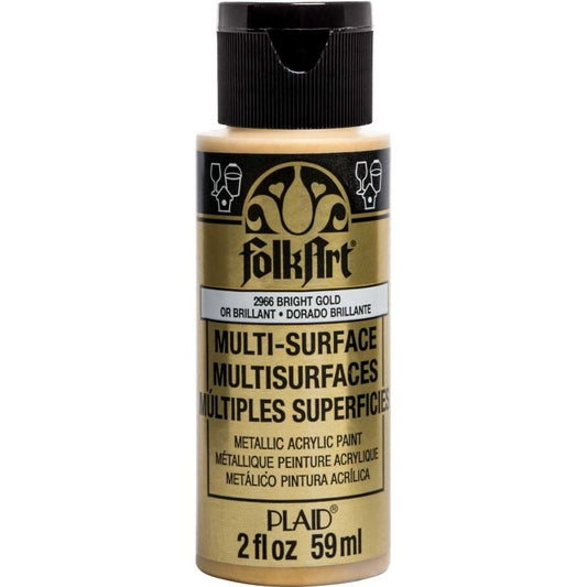 Bright Gold Metallic Folkart Multi-Surface 2oz