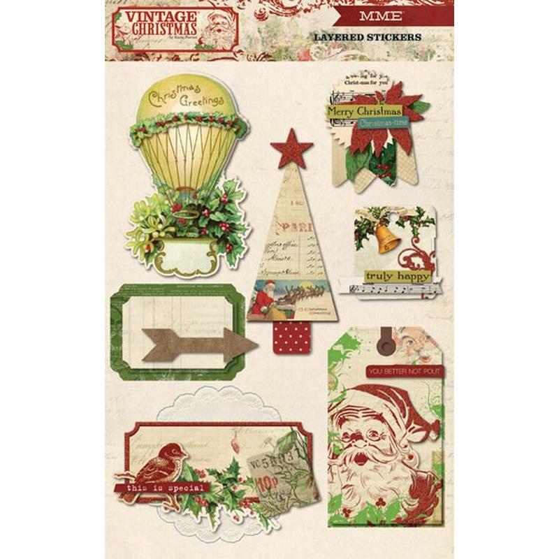 Vintage Christmas Layered Stickers Sold in Singles
