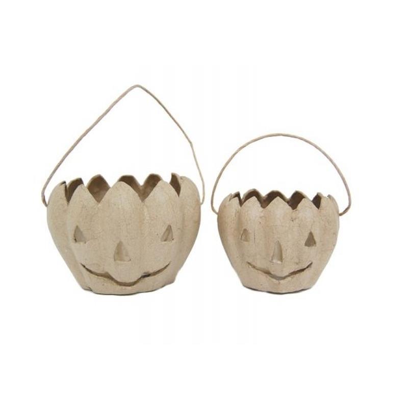 Papier Mâché  Round Pumpkin Baskets - Pack of 6