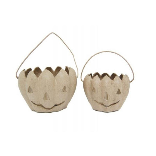 Papier Mâché  Round Pumpkin Baskets - Pack of 6