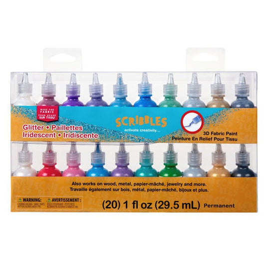 Scribbles Multi Effect 3D Fabric Paint 20pack