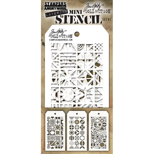 Tim Holtz - Mini Stencil Set 41 (3 Ea.)Stencils