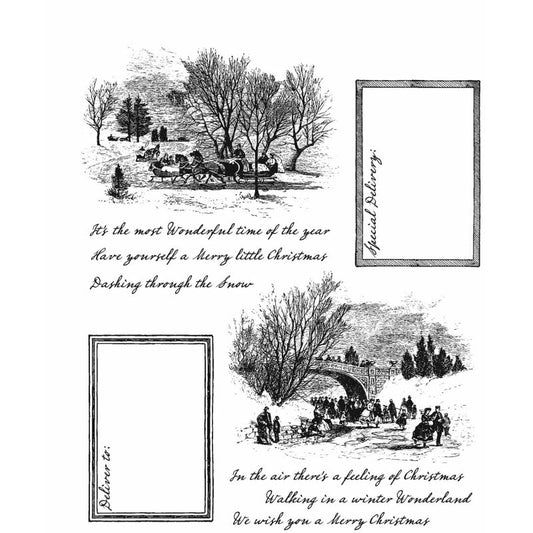 Tim Holtz - SCENIC HOLIDAY Cling Stamps