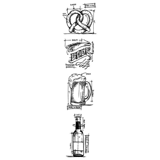 Tim Holtz - BEER BLUEPRINT STRIP- Stamp