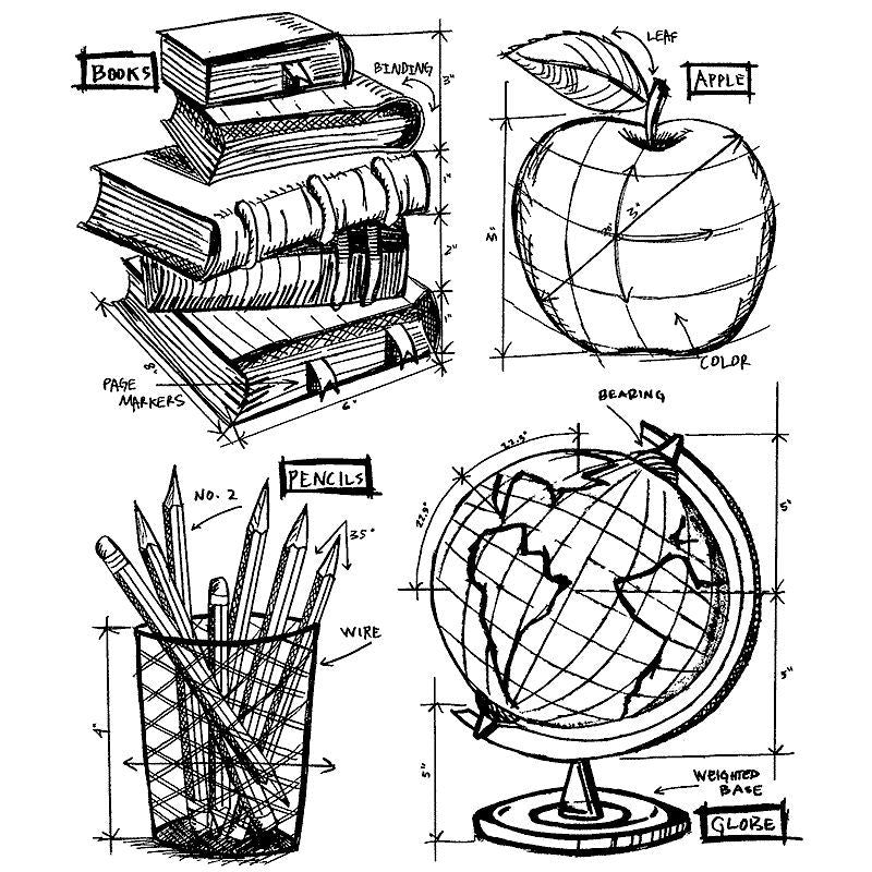 Tim Holtz - Schoolhouse Blueprint- Stamp