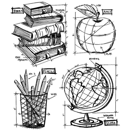 Tim Holtz - Schoolhouse Blueprint- Stamp