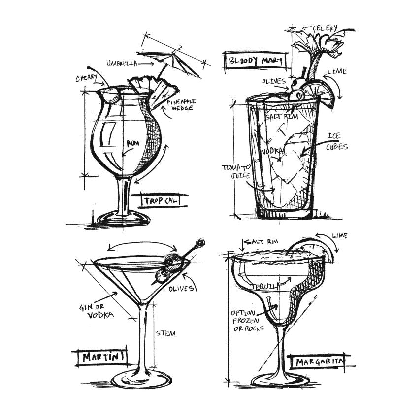 Tim Holtz - COCKTAILS BLUEPRINT- Stamp